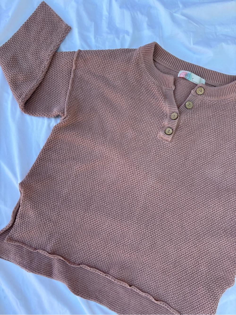 Free People / FP Beach Dusty Rose Knit Henley Sweater | Small